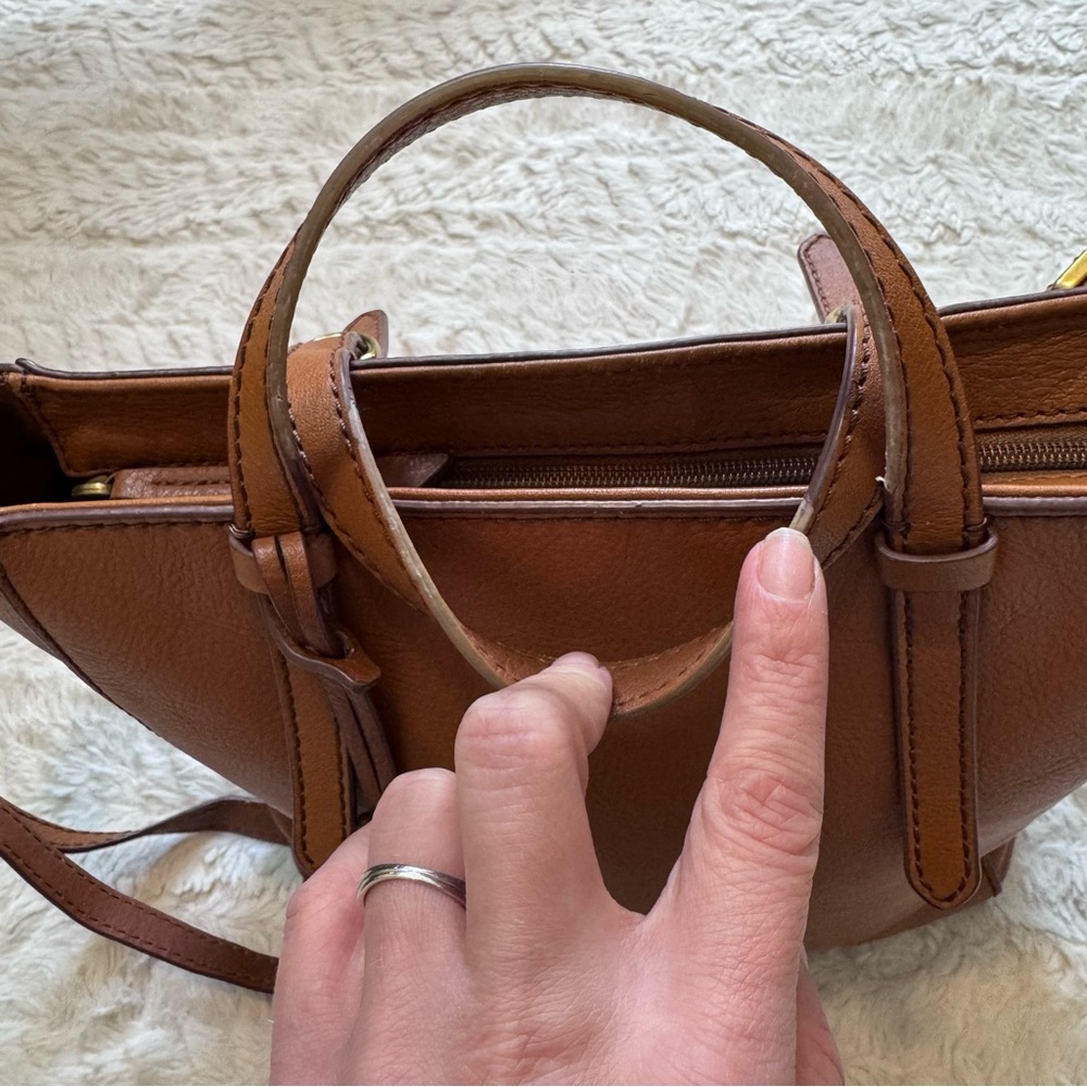 Fossil key Camilla Convertible Leather Backpack Tan Brown Crossbody brass - Picture 5 of 11